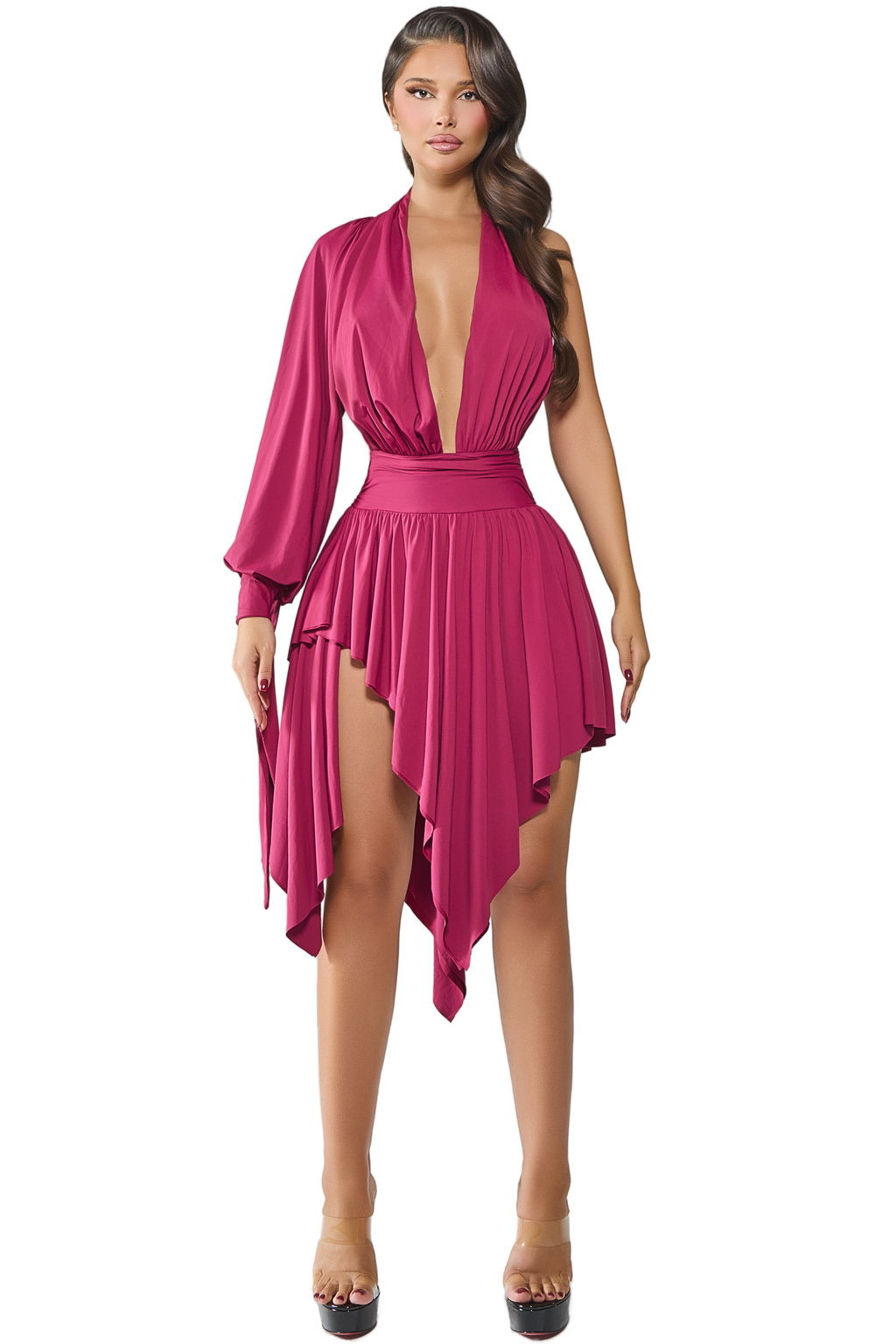 AMALFI CHERI PLUNGE MIDI DRESS