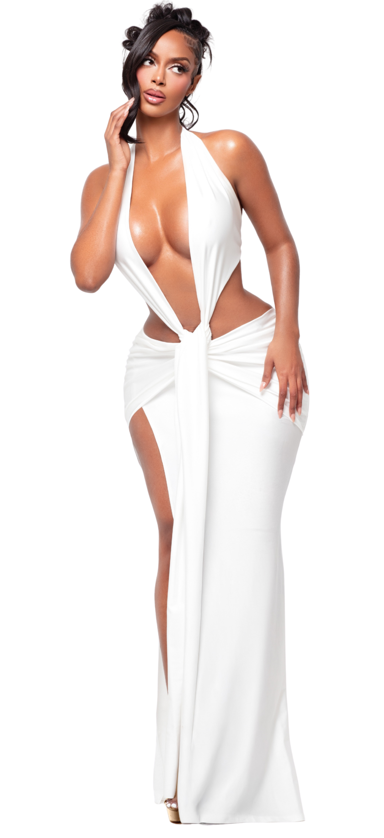 BELIZE BLANCO PLUNGE DRESS