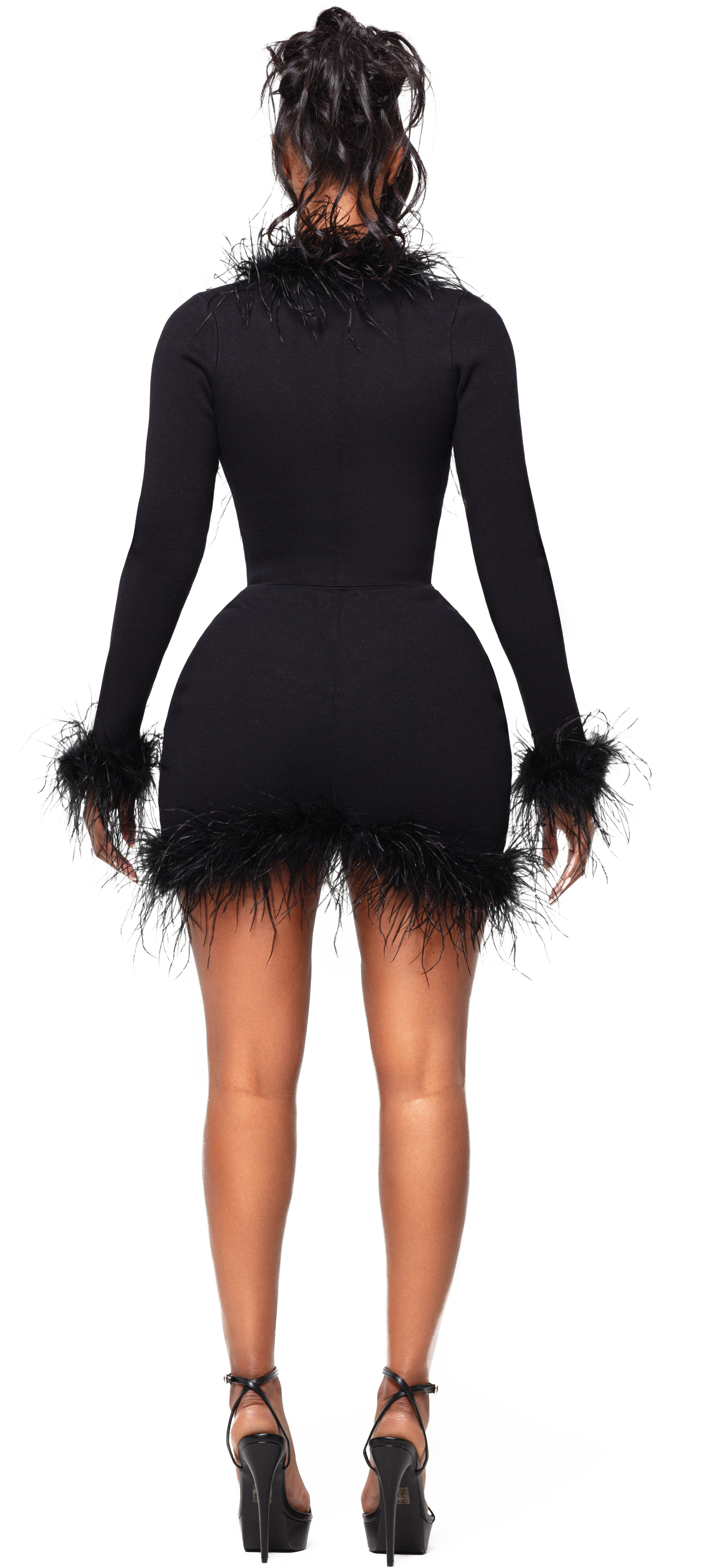 ZARI ONYX OSTRICH LONG SLEEVE TOP