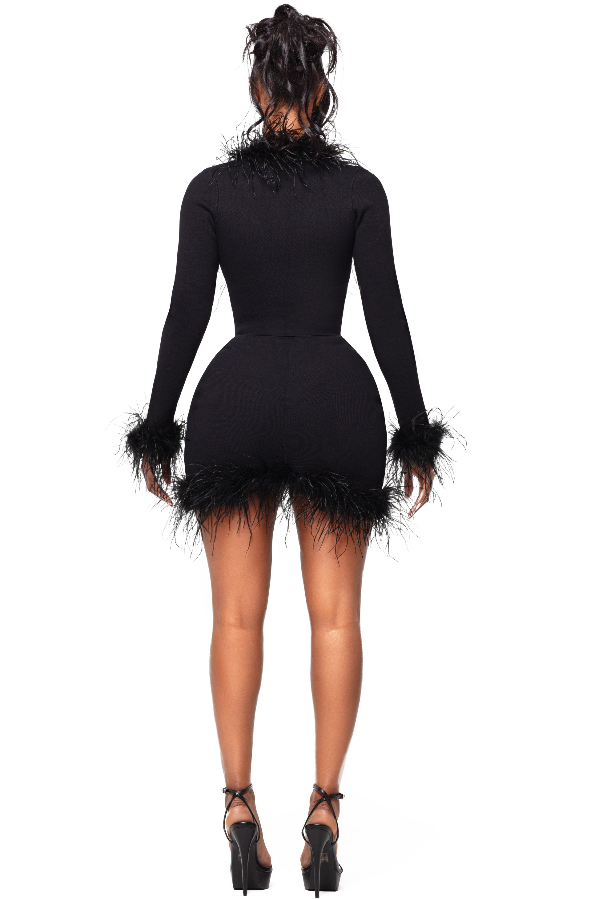 ZARI ONYX OSTRICH LONG SLEEVE TOP