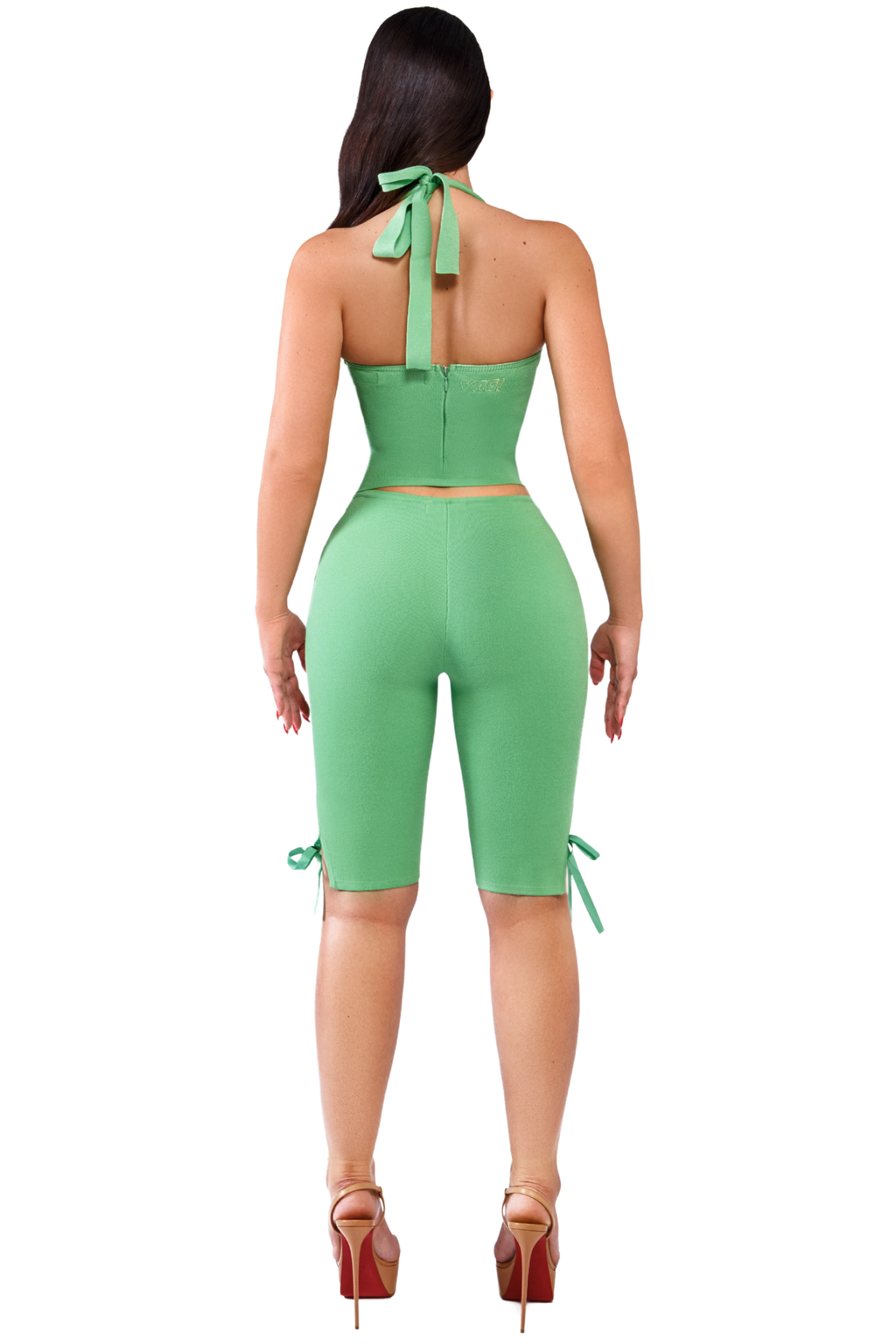 LIME BARDOT HALTER TOP