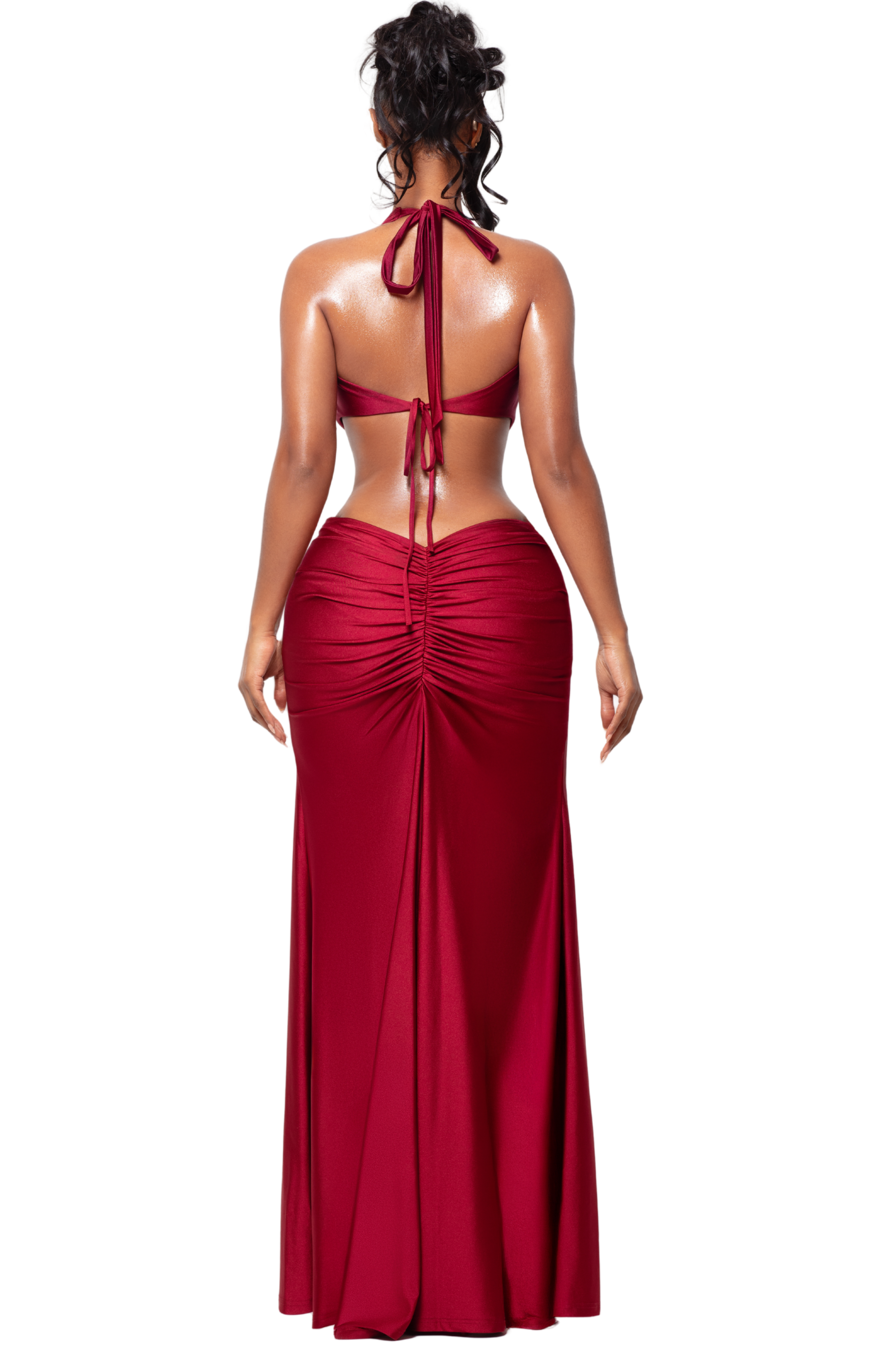 BELIZE ROUGE PLUNGE DRESS