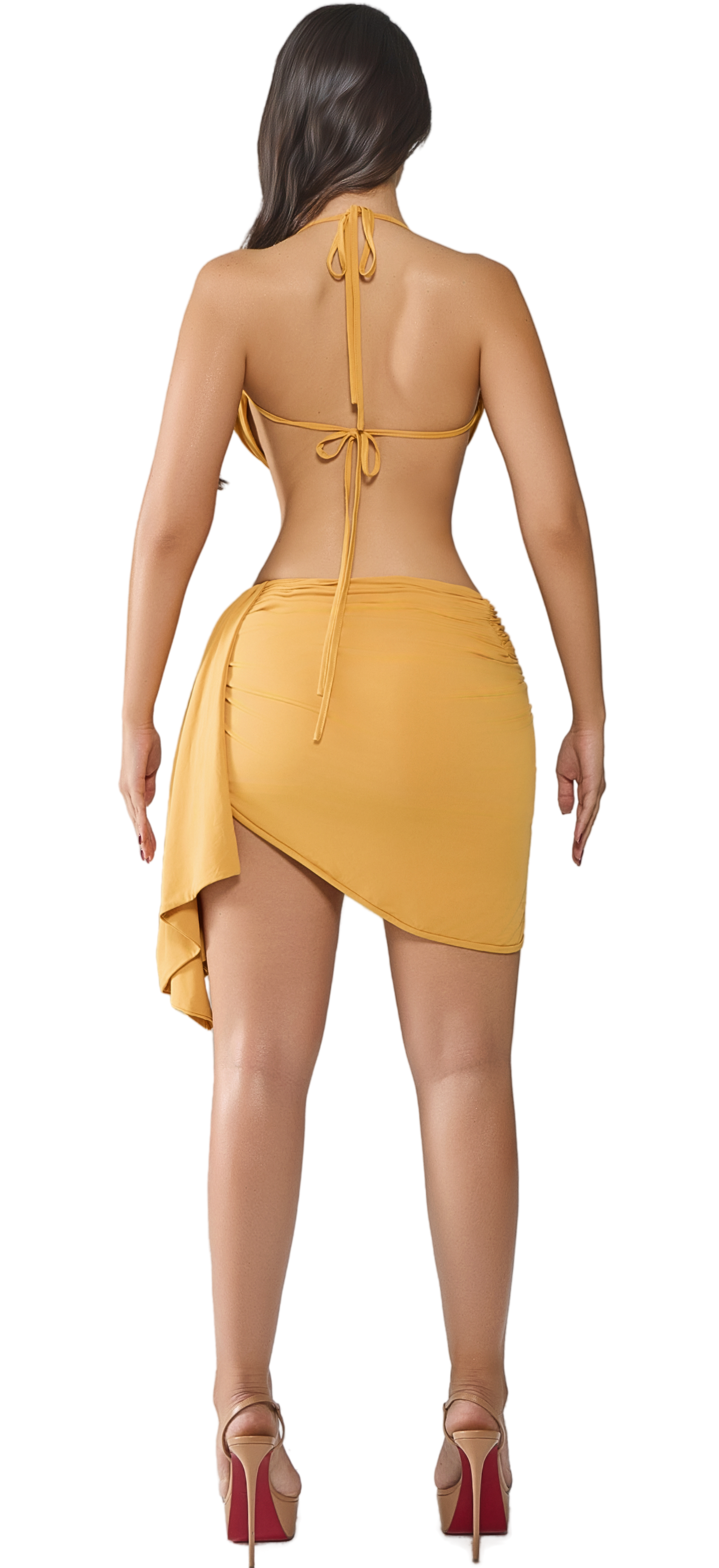 TAHITI HONEY DRAPED MIDI DRESS