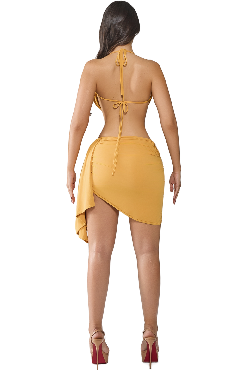 TAHITI HONEY DRAPED MIDI DRESS