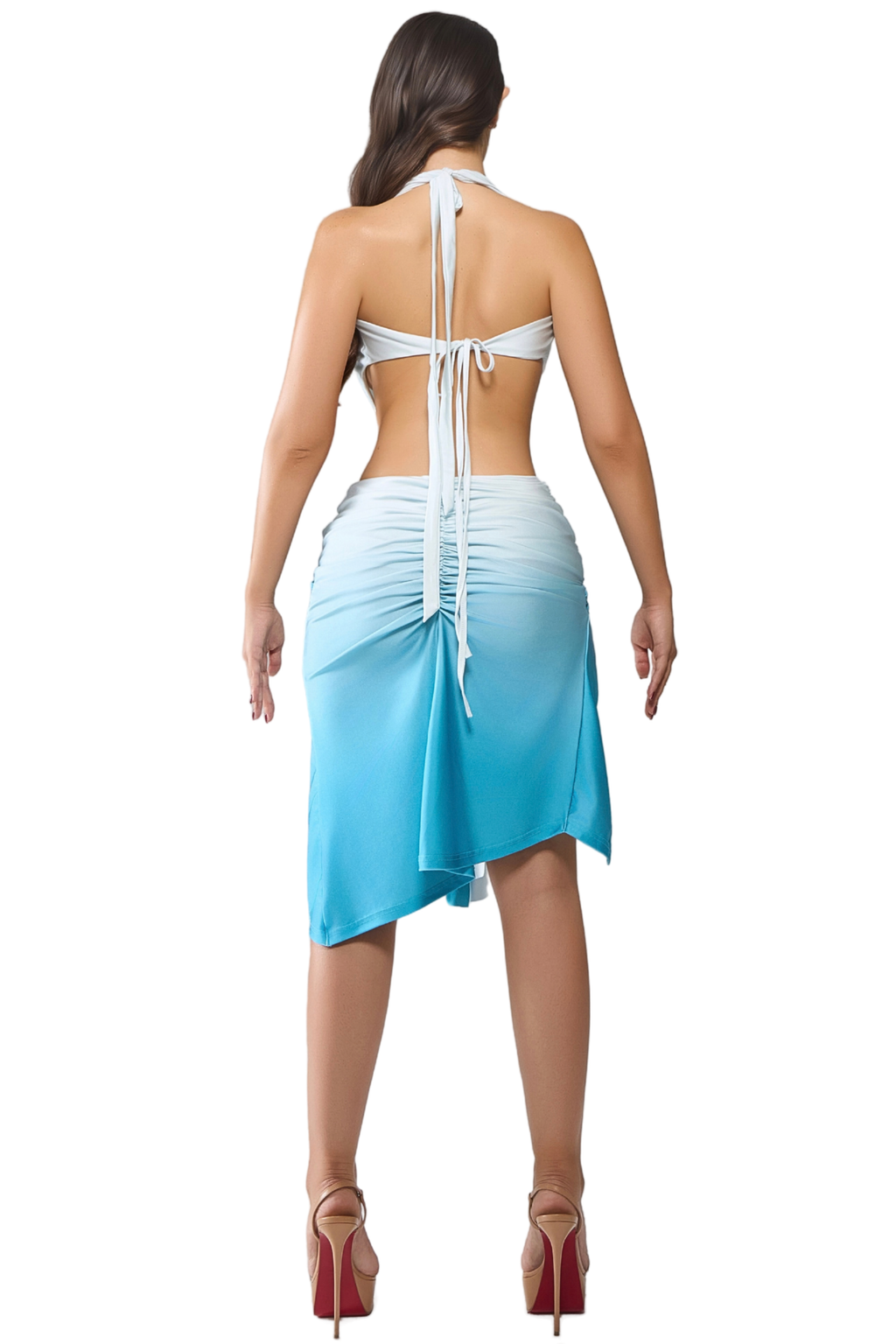 BELIZE CASABLANCA MIDI PLUNGE DRESS