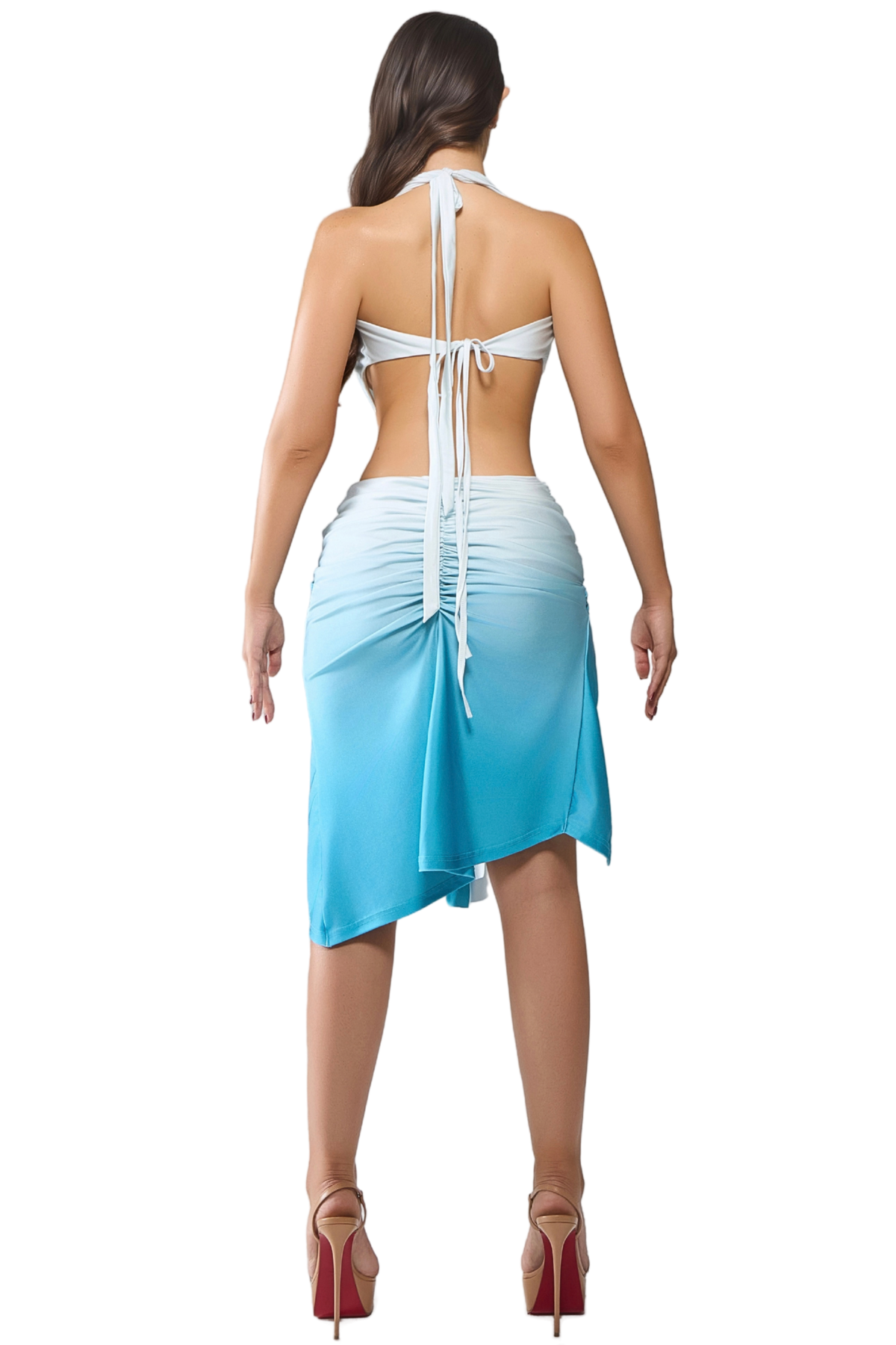 BELIZE CASABLANCA MIDI PLUNGE DRESS