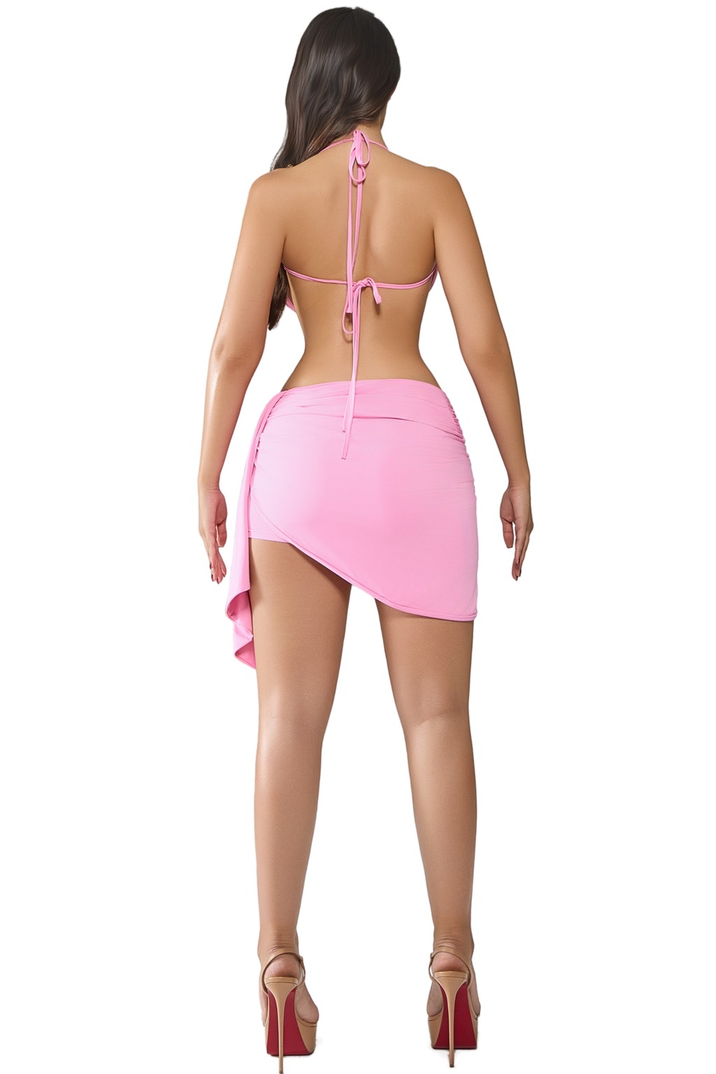 TAHITI PEONY DRAPED MIDI DRESS