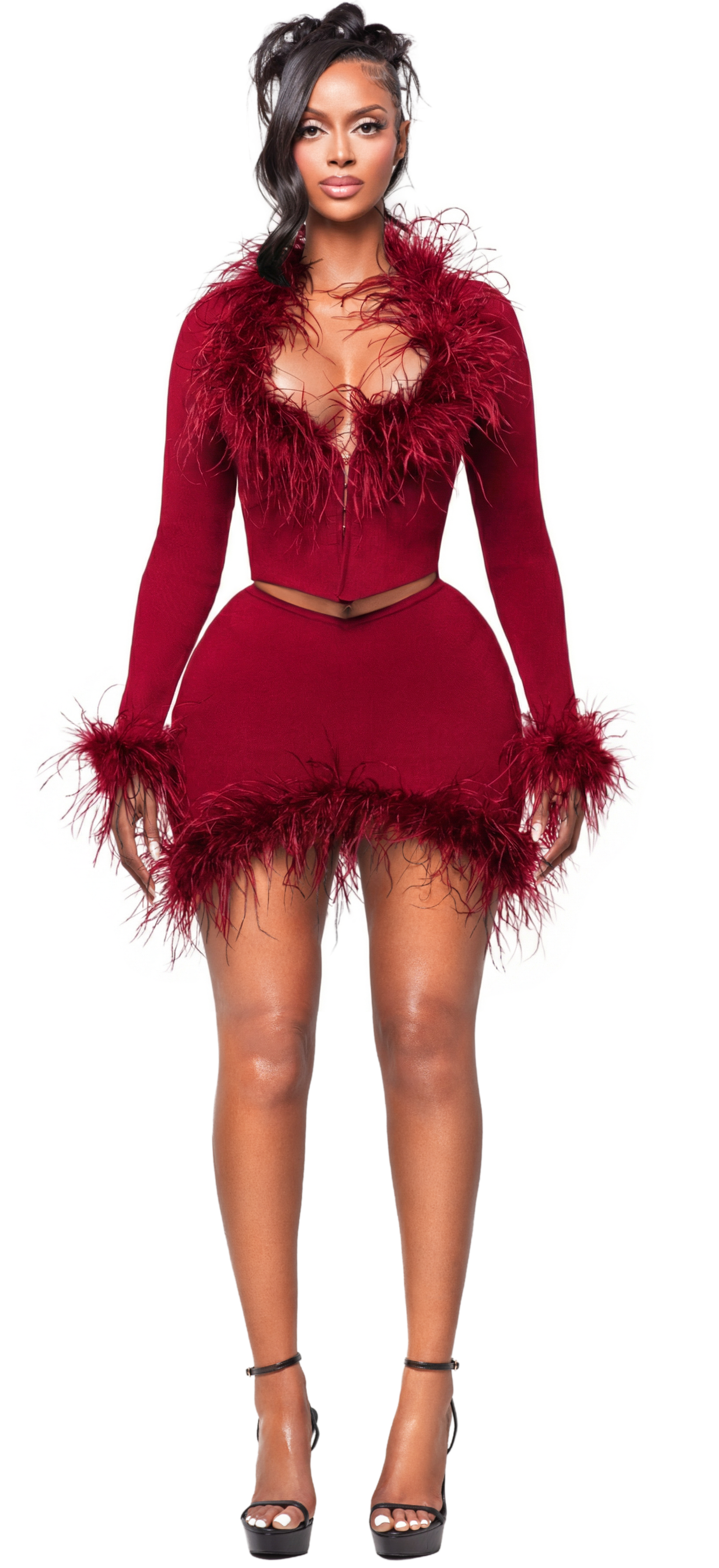 ZARI CHERI OSTRICH LONG SLEEVE TOP