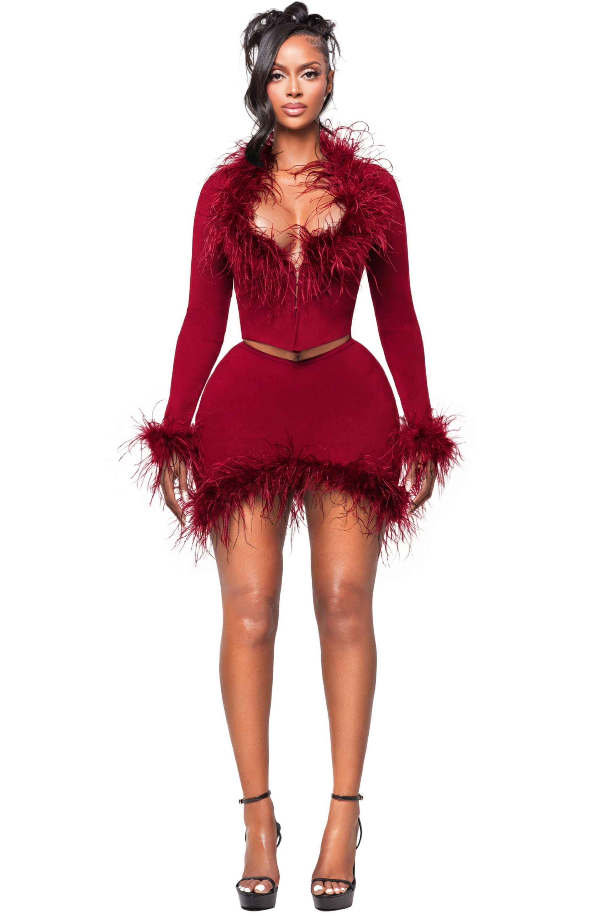 ZARI CHERI OSTRICH LONG SLEEVE TOP