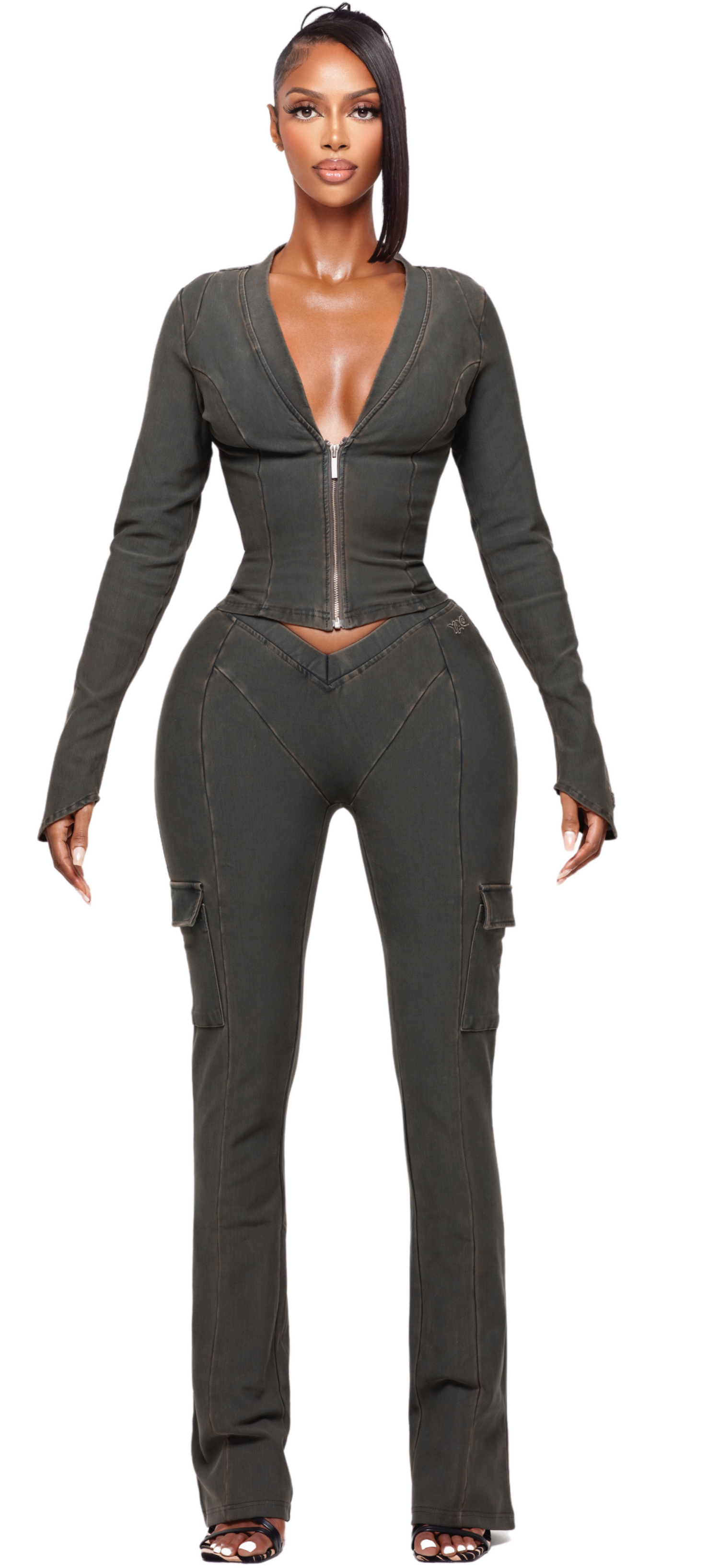 SAORI WAX DENIM CARGO LEGGINGS
