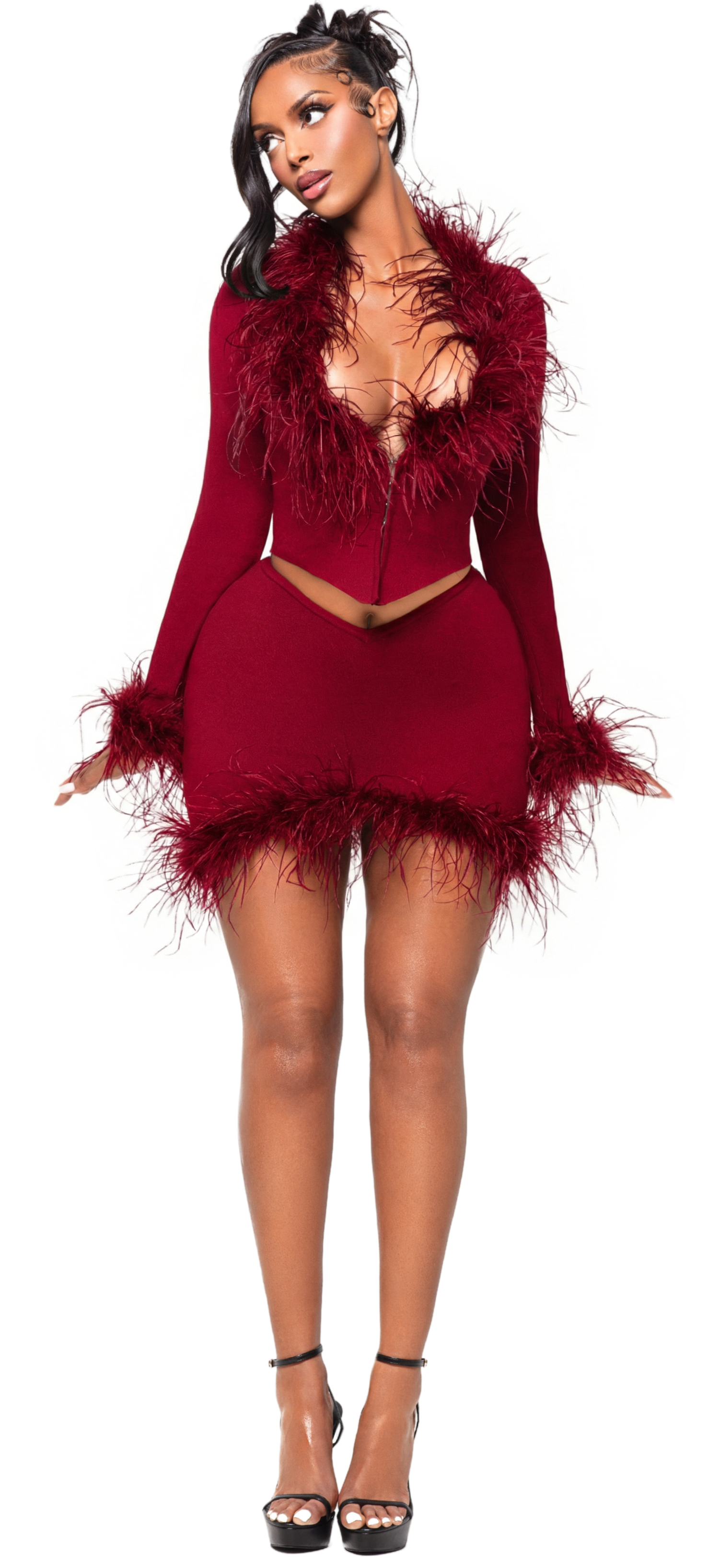 ZARI CHERI OSTRICH MOON SKIRT