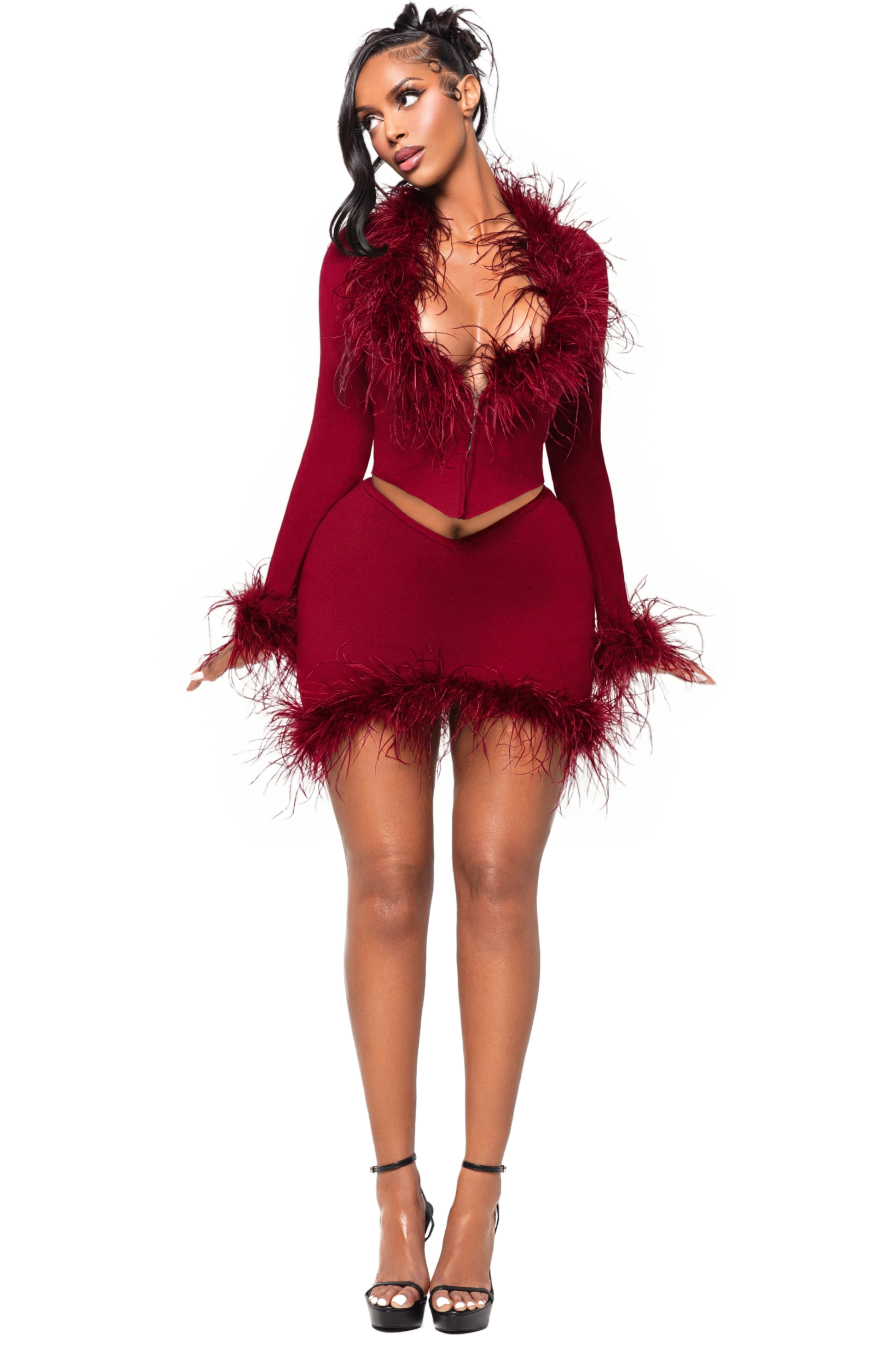 ZARI CHERI OSTRICH MOON SKIRT