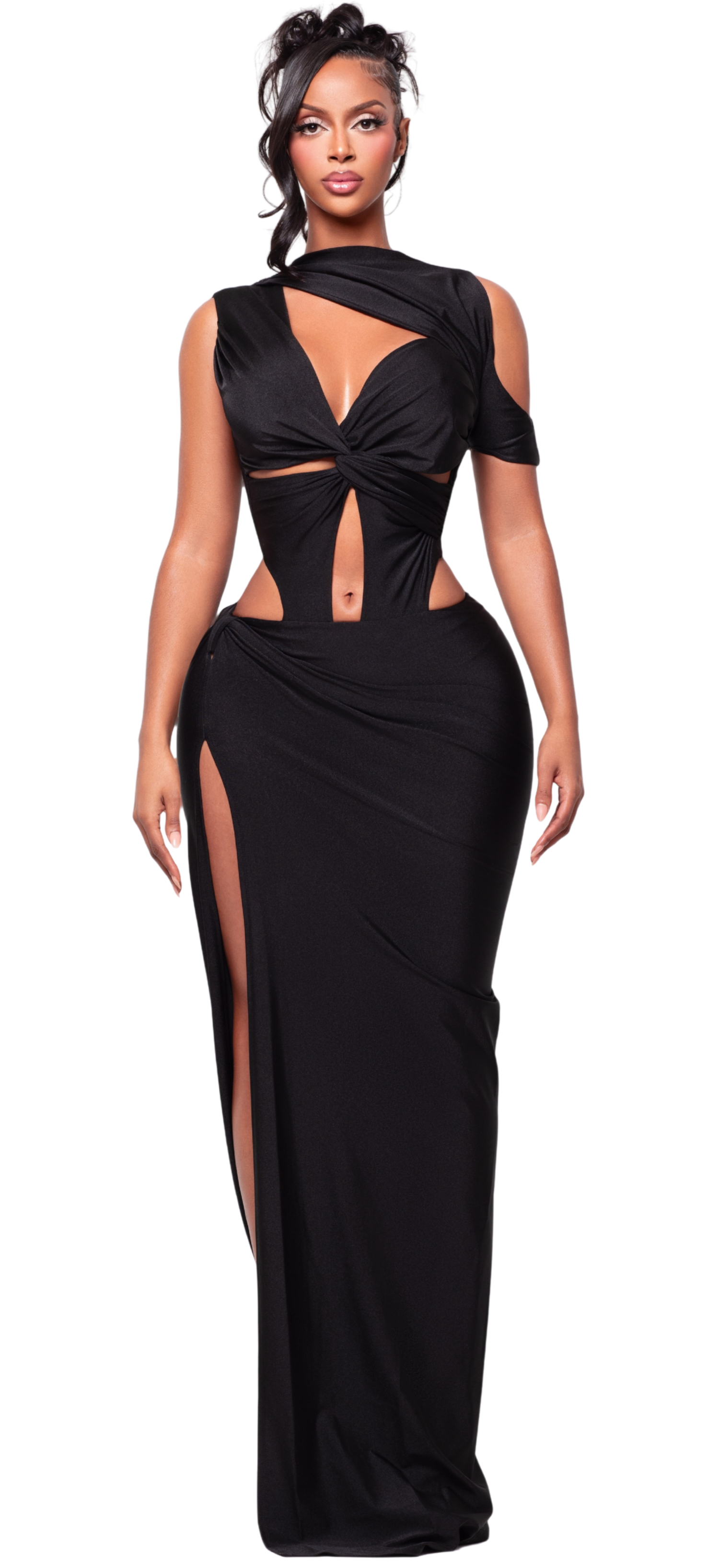 ST TROPEZ ONYX ONE SLEEVE DRESS