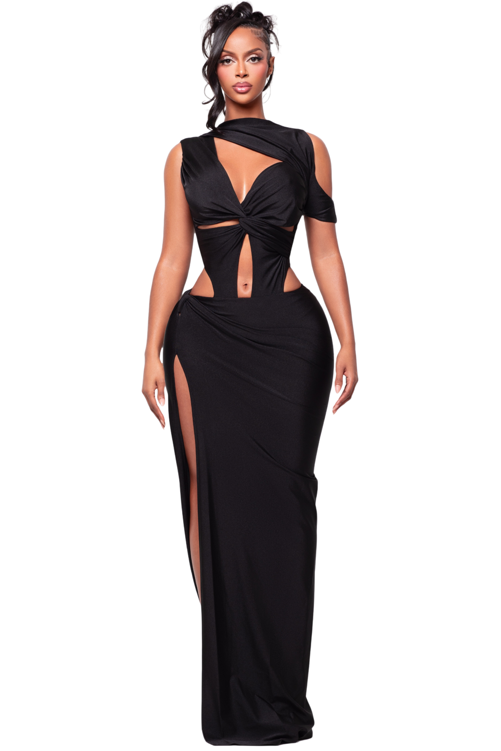 ST TROPEZ ONYX ONE SLEEVE DRESS