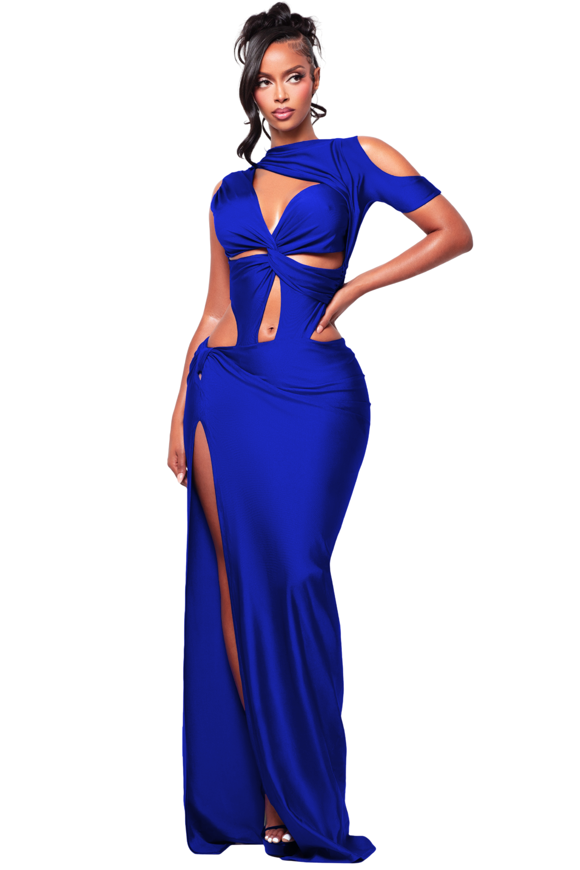 ST TROPEZ BLEU ONE SLEEVE DRESS