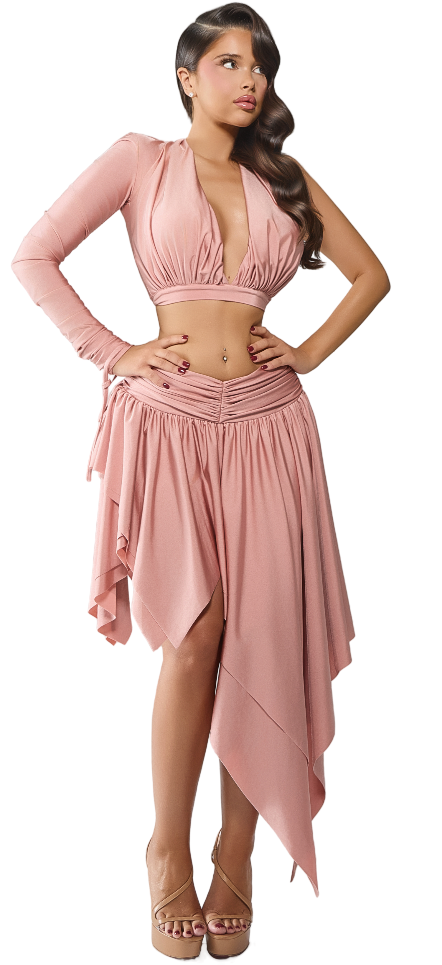 ZAHLI ROSE GOLD PLUNGE TOP