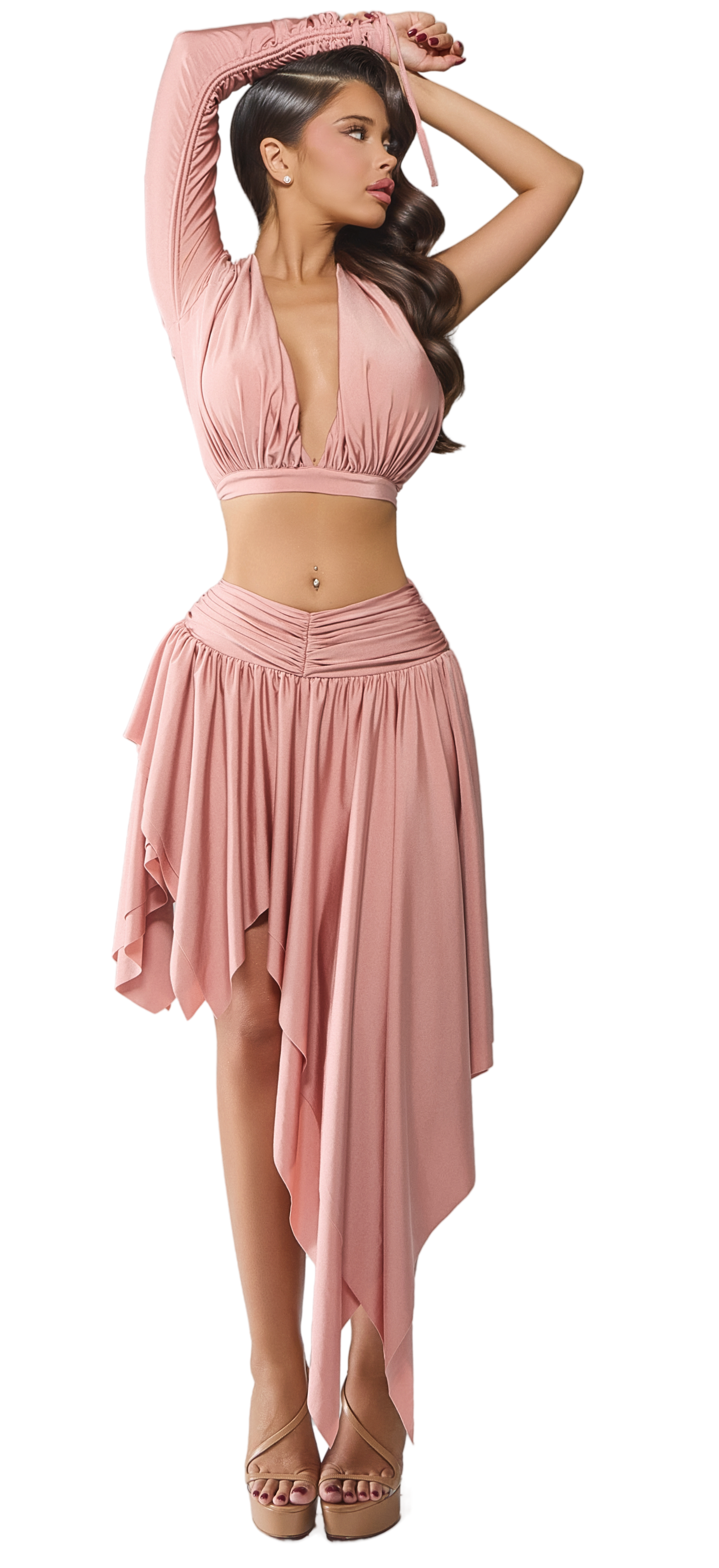 ZAHLI ROSE GOLD PLUNGE TOP