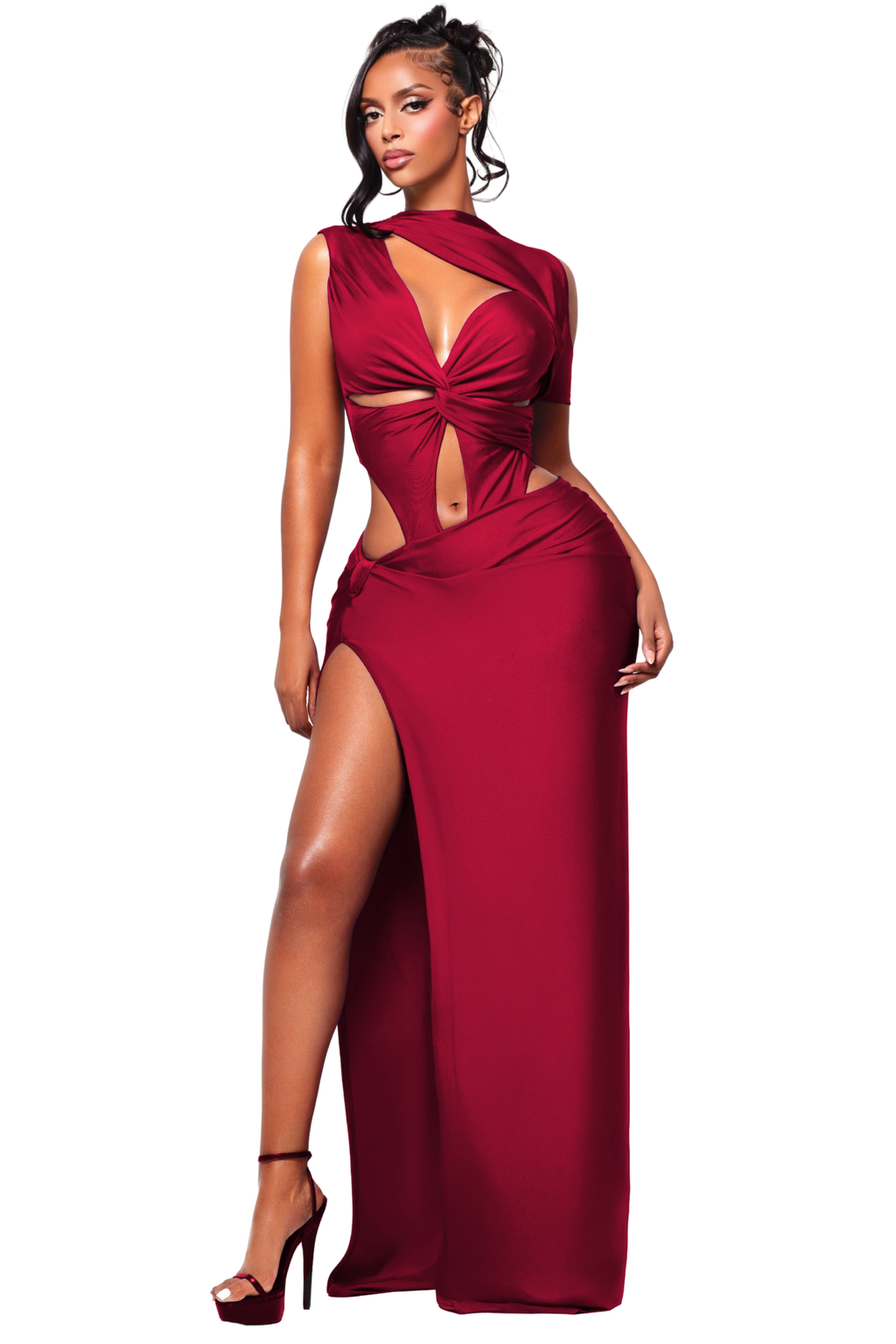 ST TROPEZ ROUGE ONE SLEEVE DRESS