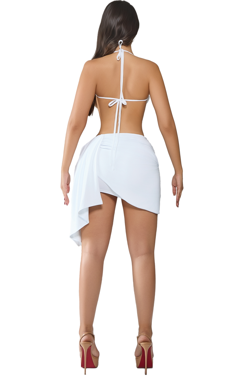 TAHITI BLANCO DRAPED MIDI DRESS