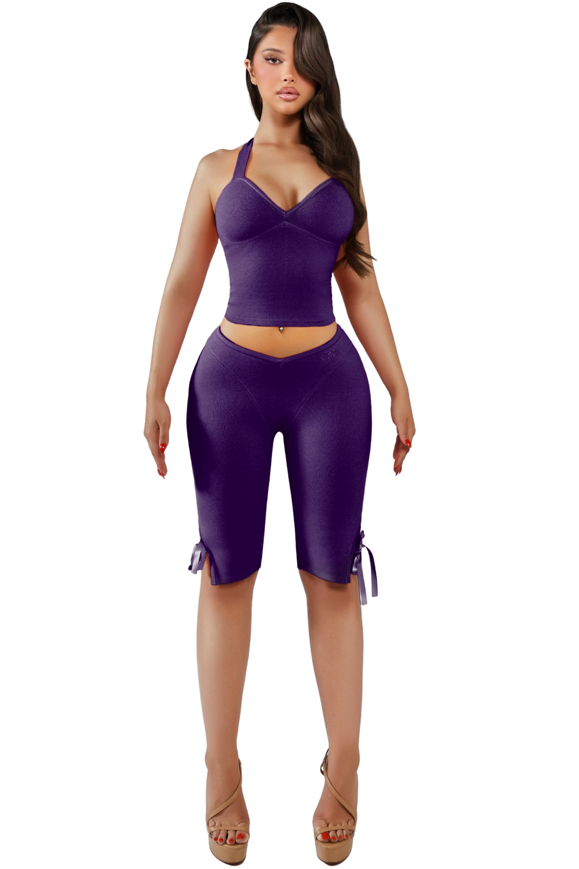 BLEU VIOLET BARDOT HALTER TOP