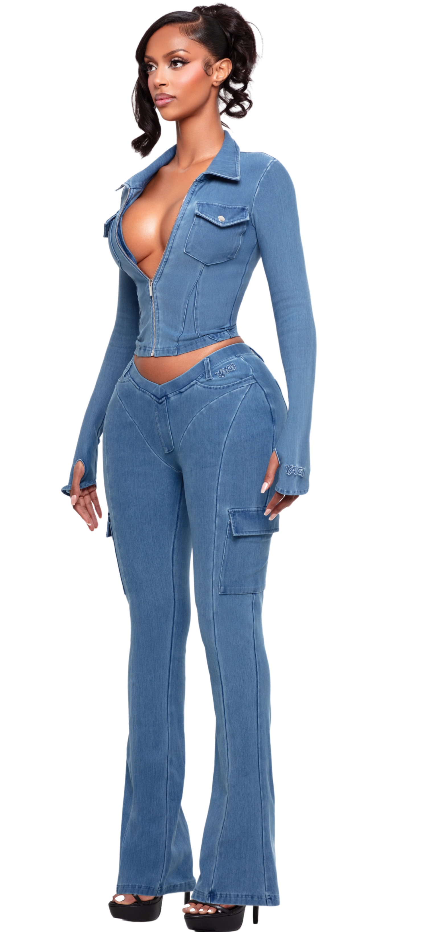 KAOIR AZURE DENIM LONG SLEEVE TOP
