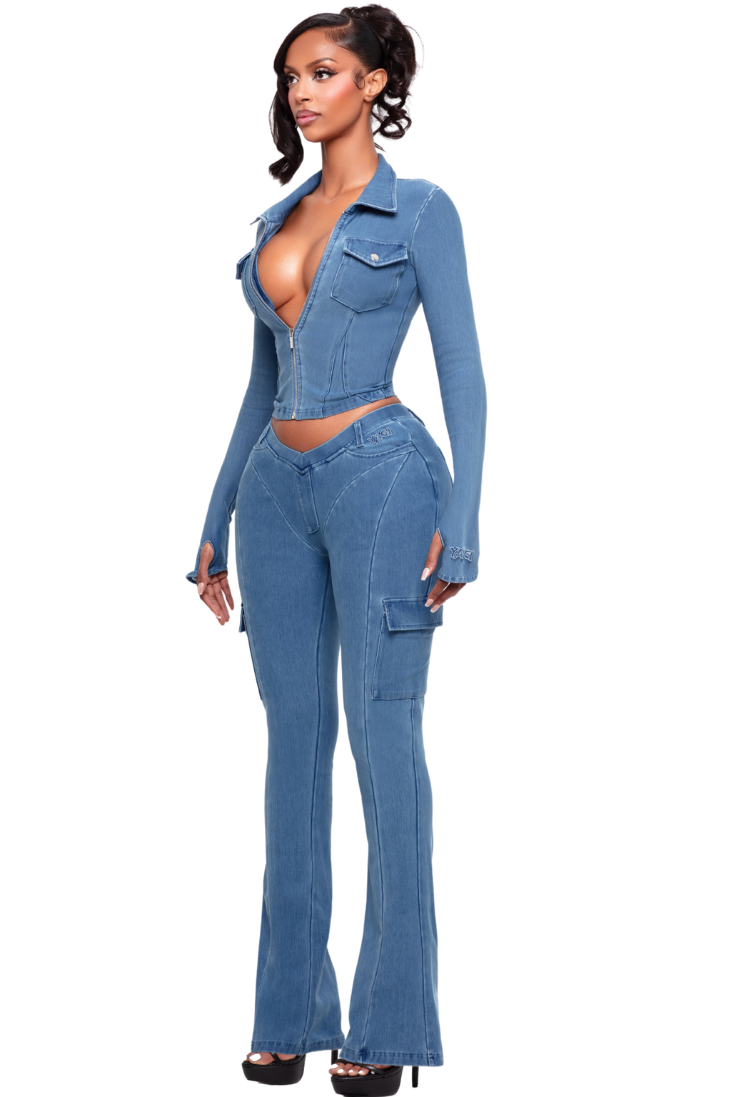 KAOIR AZURE DENIM LONG SLEEVE TOP