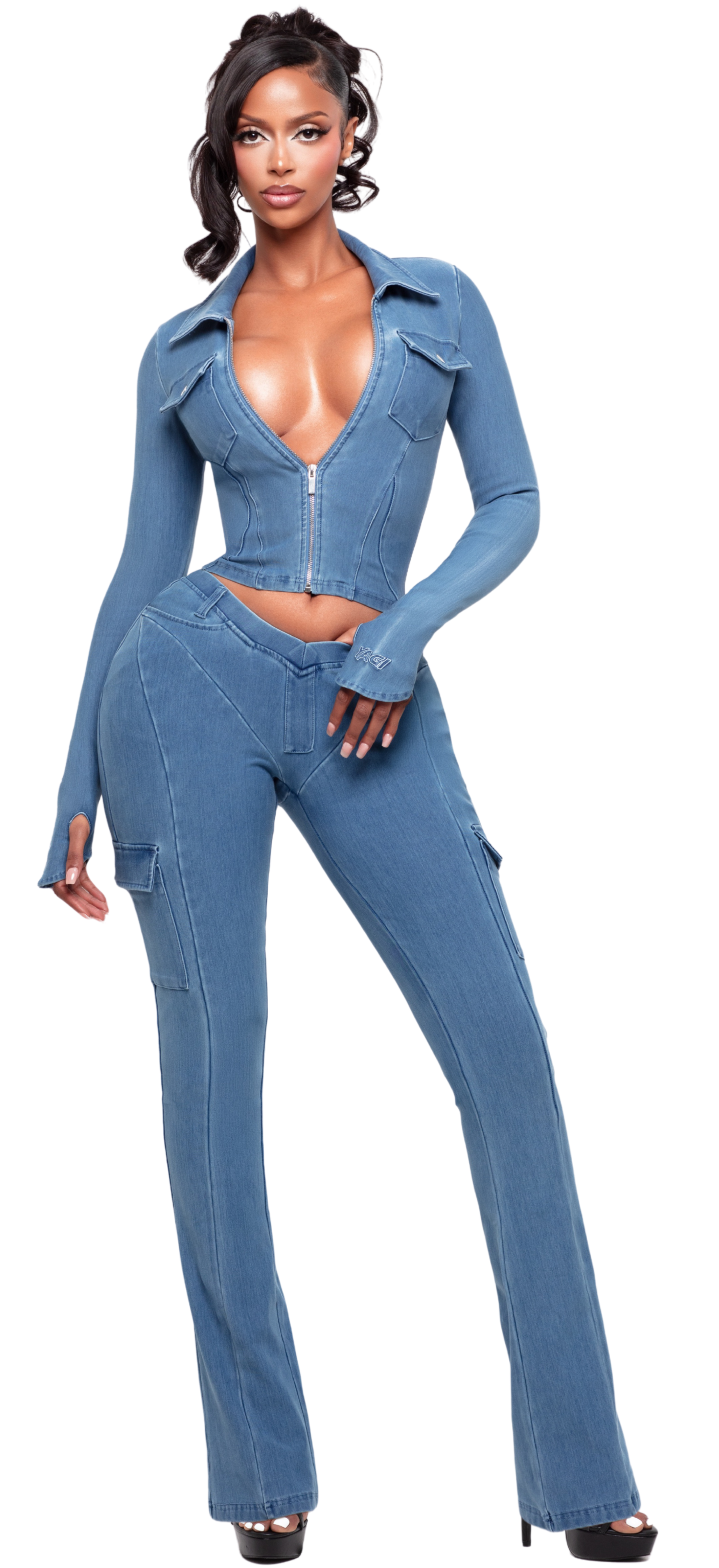 KAOIR AZURE DENIM LONG SLEEVE TOP