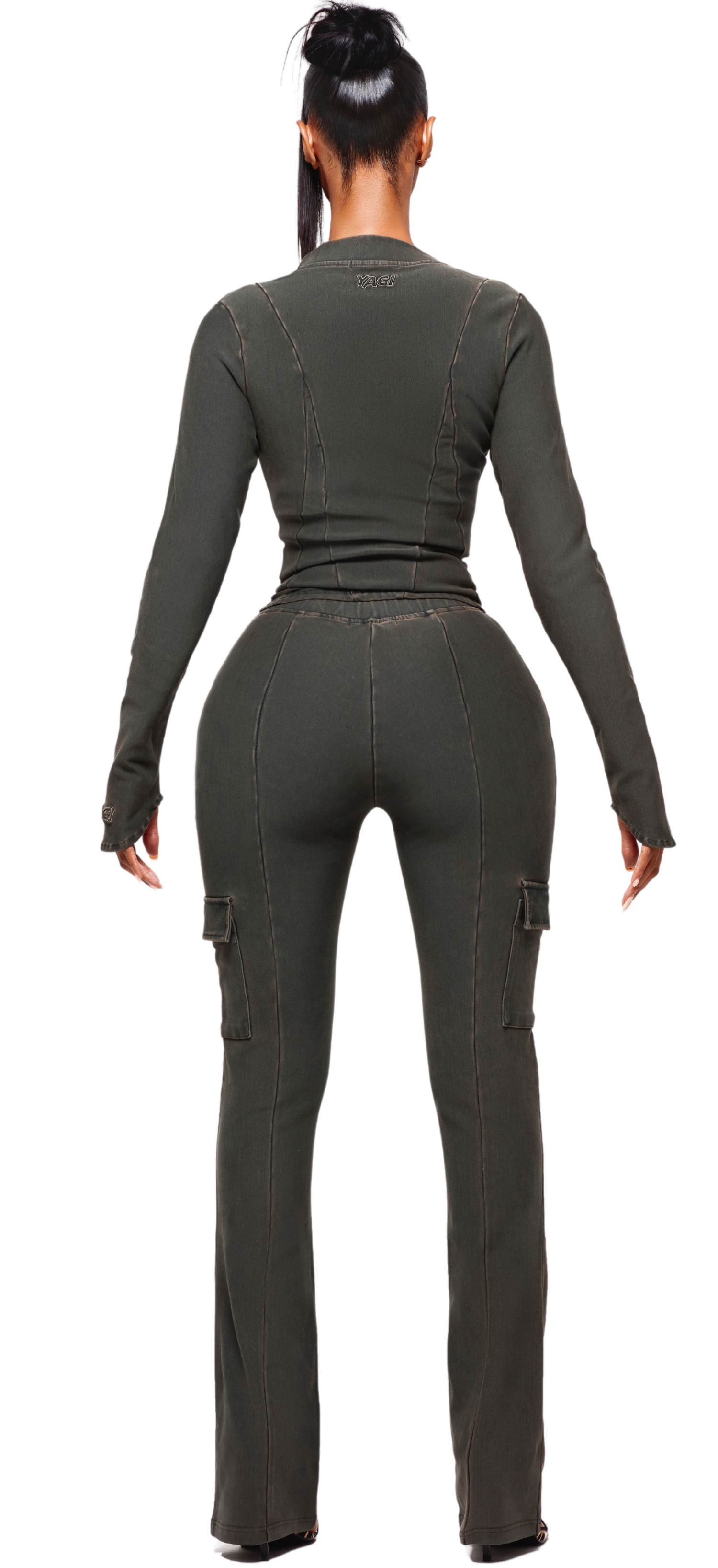 SAORI WAX DENIM CARGO LEGGINGS