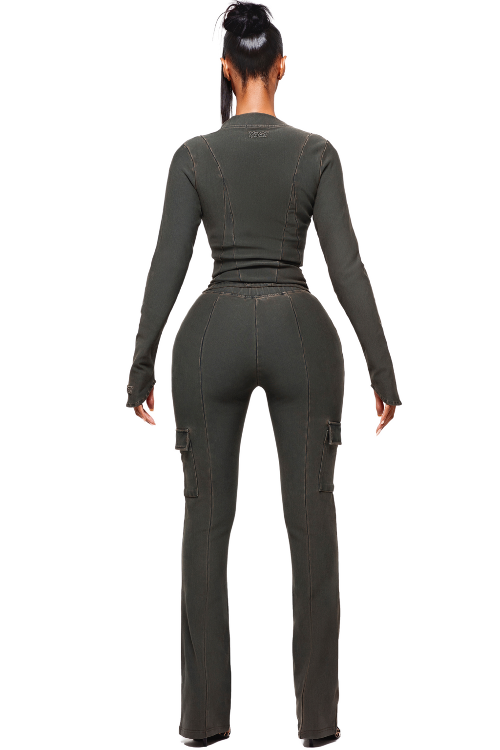 SAORI WAX DENIM CARGO LEGGINGS