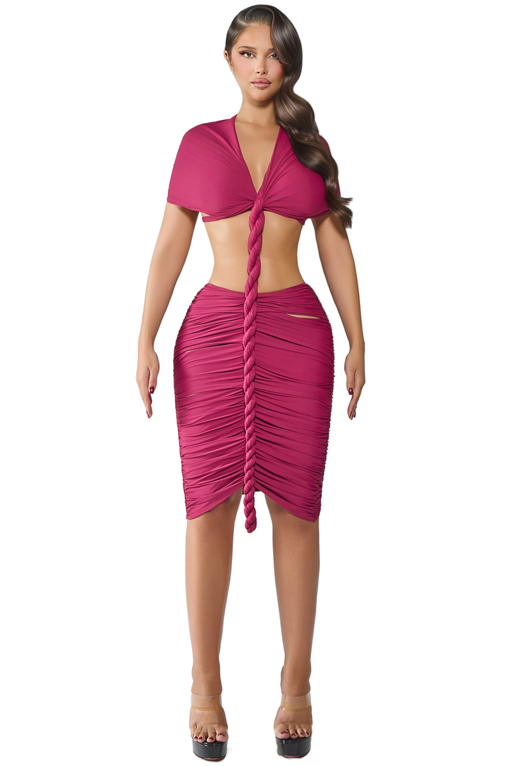 GAIA PLUM ROPE MIDI DRESS