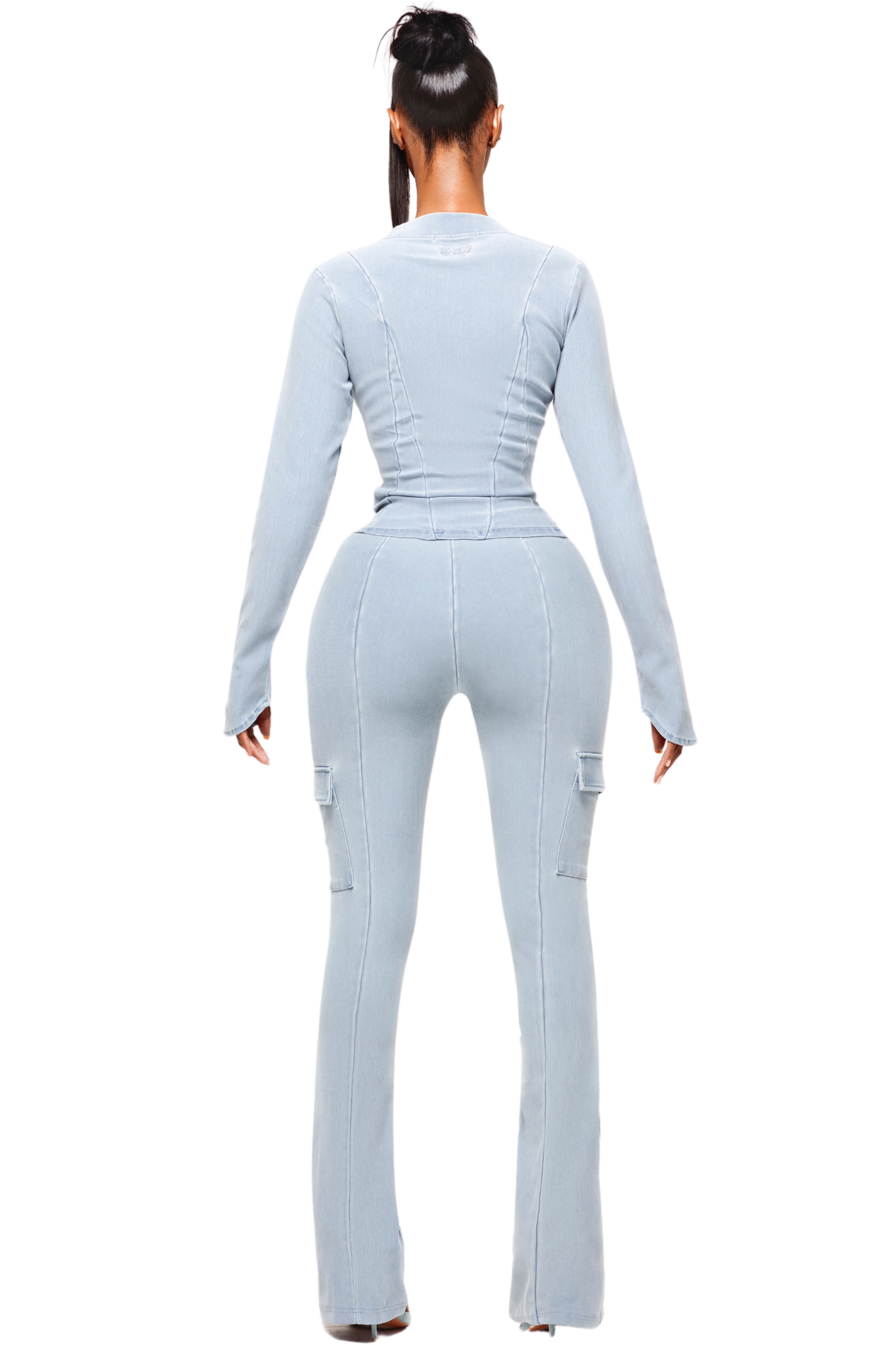 SAORI SKY DENIM CARGO LEGGINGS