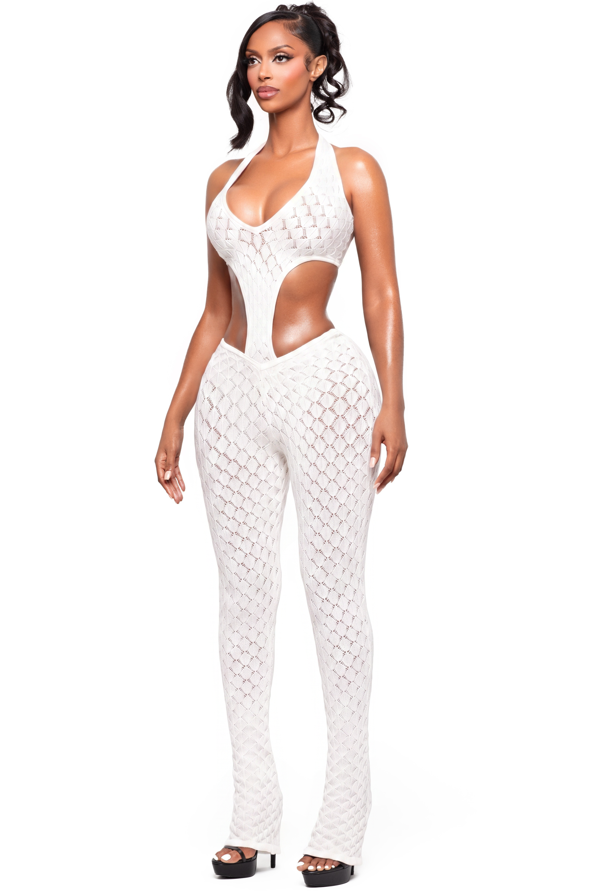 SIENA BLANCO KNIT PLUNGE JUMSPUIT